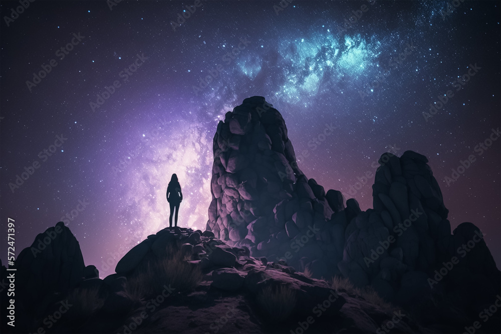 Fototapeta premium Man on the Mountain Top Shows Anything is Possible. Generative AI