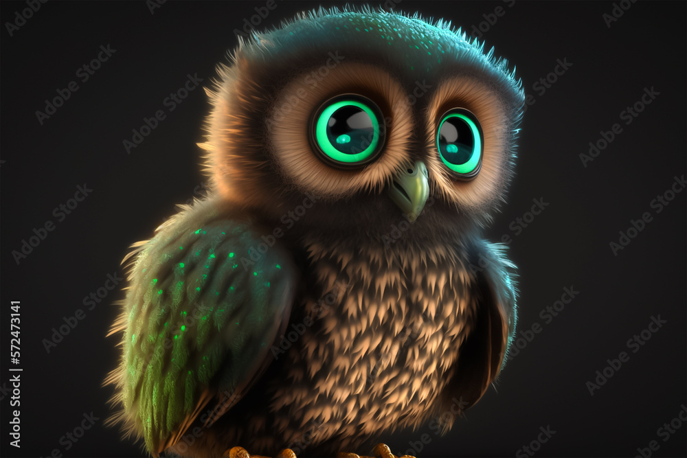 Naklejka premium The Adorable Owl 3D Character. Generative AI