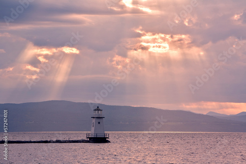 Lighthouse on Lake Champlain in Burlington, VT . photo