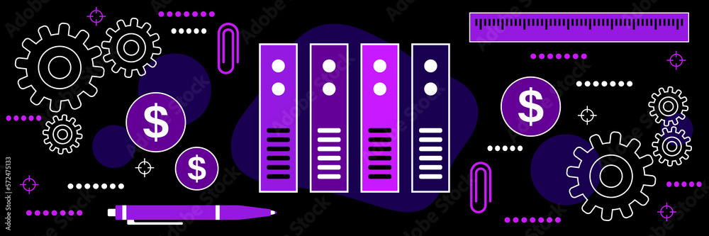 Business documents dark theme style vector concept illustration Business documents dark theme style vector concept illustration