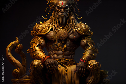  Evil Divinity Residing on a Throne of Ivory and Gold. Generative AI © EwaStudio