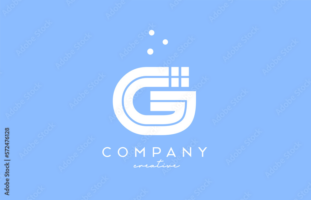 G blue white alphabet letter logo with lines and dots. Corporate creative template design for company and business G blue white alphabet letter logo with lines and dots. Corporate creative template design for company and business