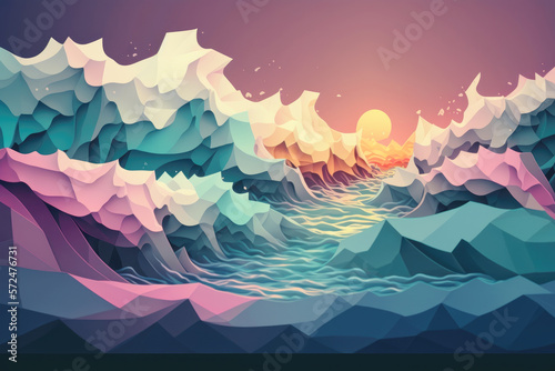 Beautiful abstract color waves background wallpaper, Generative AI © GraphiteCat
