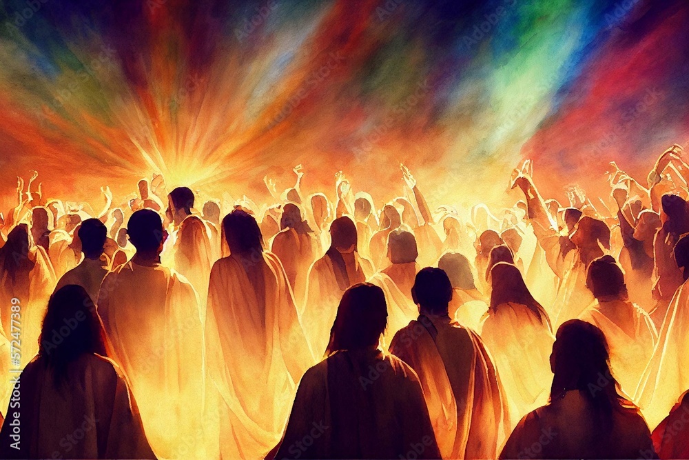 Pentecost. Christian watercolor banner. Generative AI - obrazy, fototapety, plakaty 