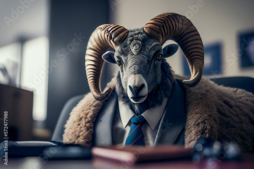 Business Ram Working in Suits at Office. Generative AI