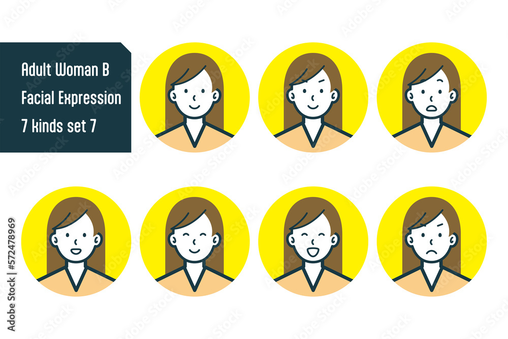 私服の女性のバストショット7点セットNo.7