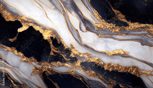 Abstract marble texture with gold splashes, luxury background © Alina