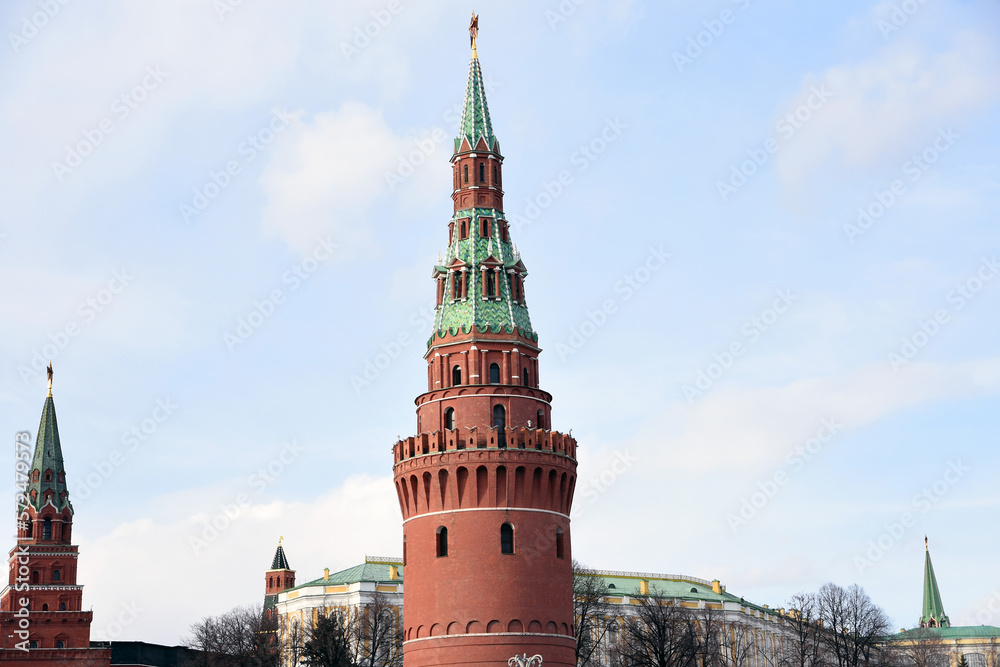 Moscow Kremlin architecture, popular landmark.