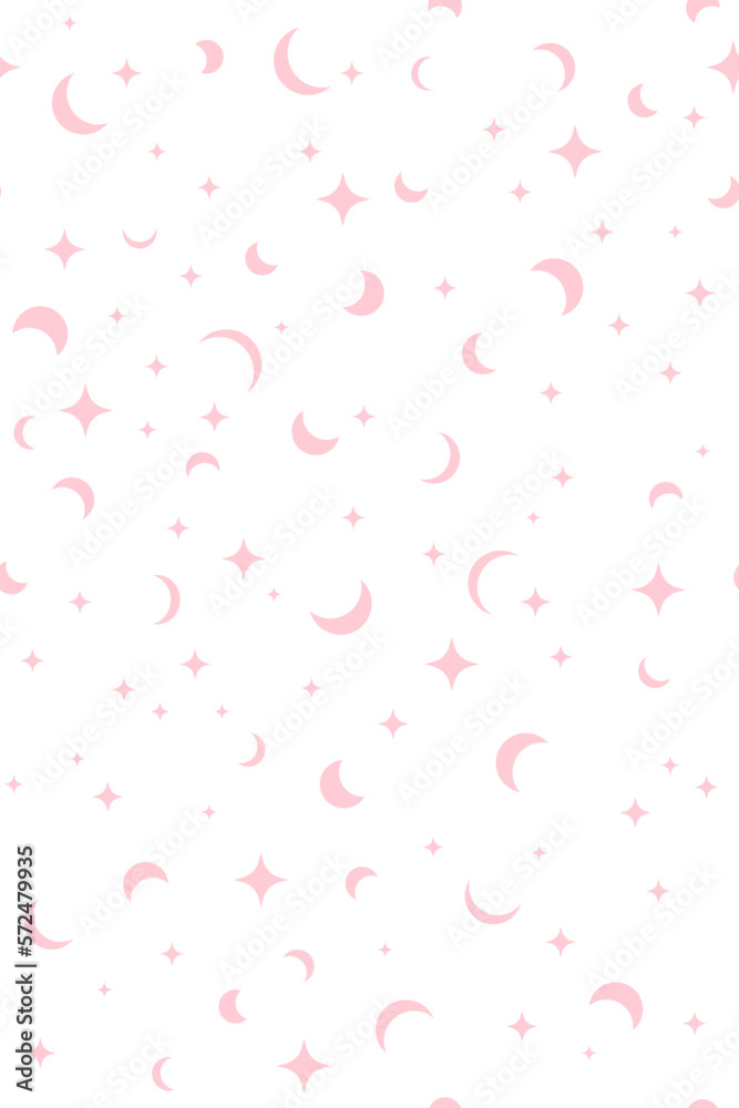 Moon phases, stars and sprinkles vector seamless pattern. Astronomy vector fashion print. Modern textile design. Astrology and magic simple fabric print. Contemporary surface design.