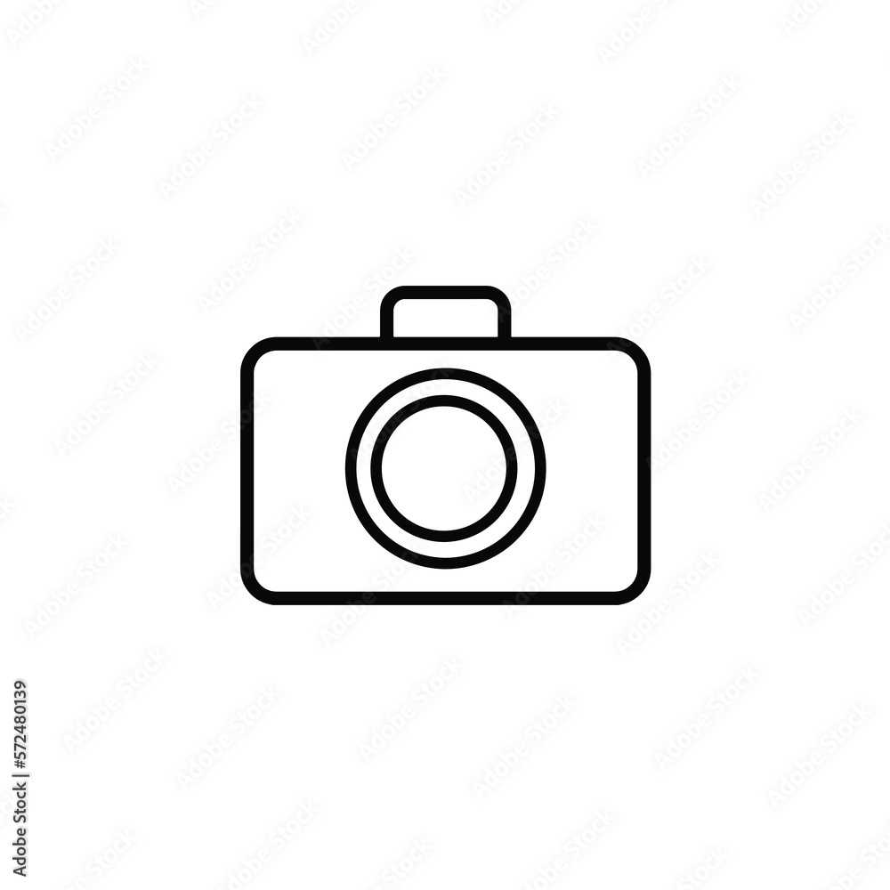 A vector illustration black camera icon isolated on white background. Use for business, banner, web, Company. A vector illustration black camera icon isolated on white background. Use for business, banner, web, Company.