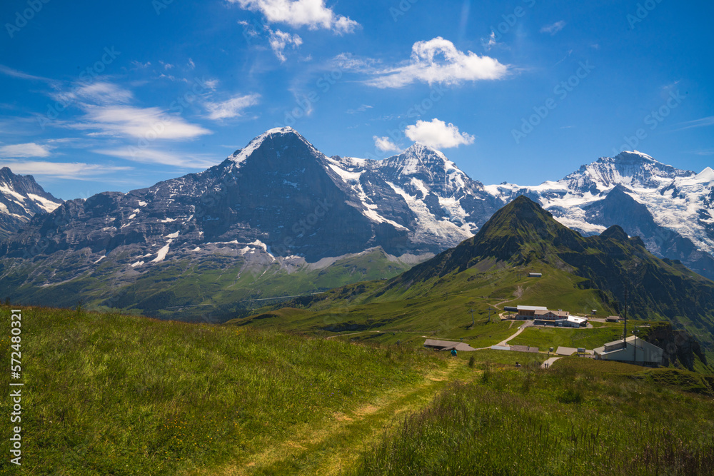 swiss mountains in the summer