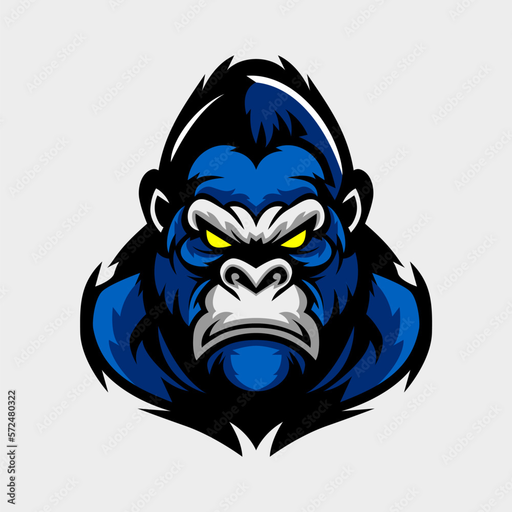 Vector of angry assassin gorilla mascot logo design for badge, emblem, or printing