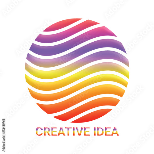 A vector illustration colorful broken round shape with Creative Idea motivated text isolated on white background. Use for logo  company  banner  website