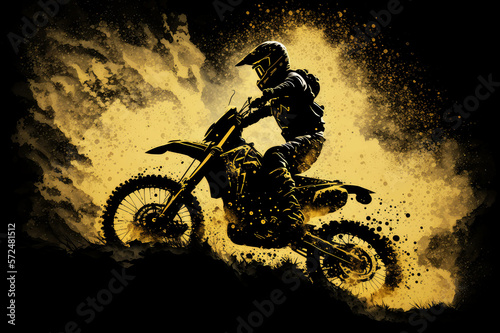 motocross with golden silhouette, ai