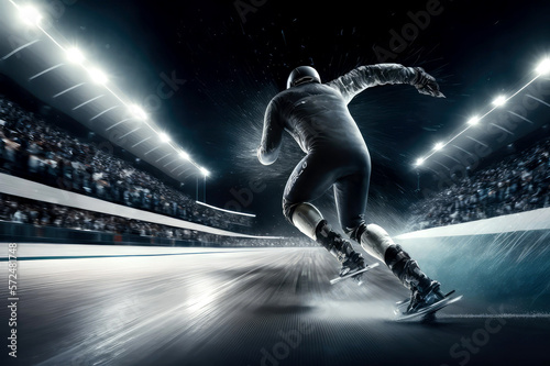 ice skater night stadium, ai © Fatih Nizam