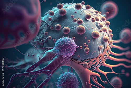 Advances in cancer research, concept of Precision Medicine and Immunotherapy, created with Generative AI technology photo
