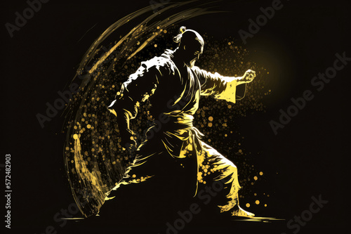 aikido man with golden silhouette, ai