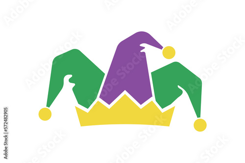 Fotomurale mardi gras symbol, jester hat icon for poster, greeting card, party invitation,