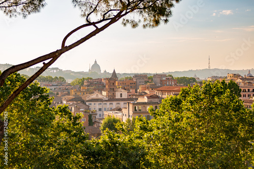 Rome Italy. Beautiful panoramic view of the city in Rome. Architecture and landmarks. Old famous streets, attractions and world heritage. photo