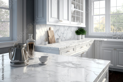 Kitchen white marble countertop photo