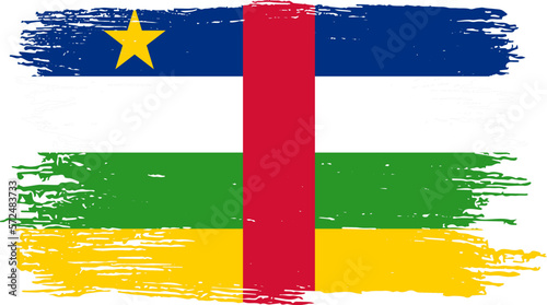 Central African Republic flag with brush paint textured isolated  on png or transparent background