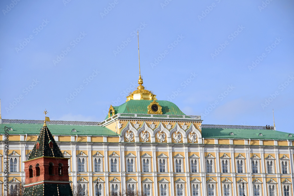 Moscow Kremlin architecture, popular landmark.
