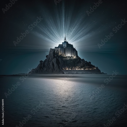 Mystical Counterlight Illuminating Mont-Saint-Michel photo