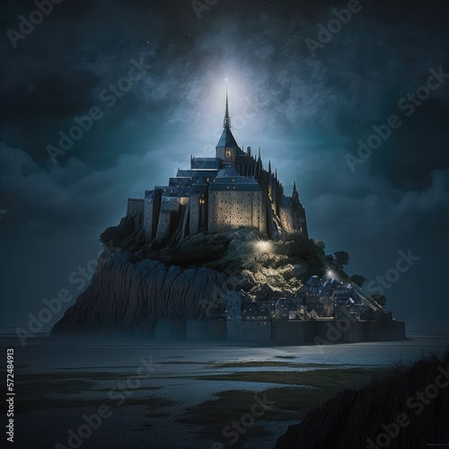 Mystical Counterlight Illuminating Mont-Saint-Michel