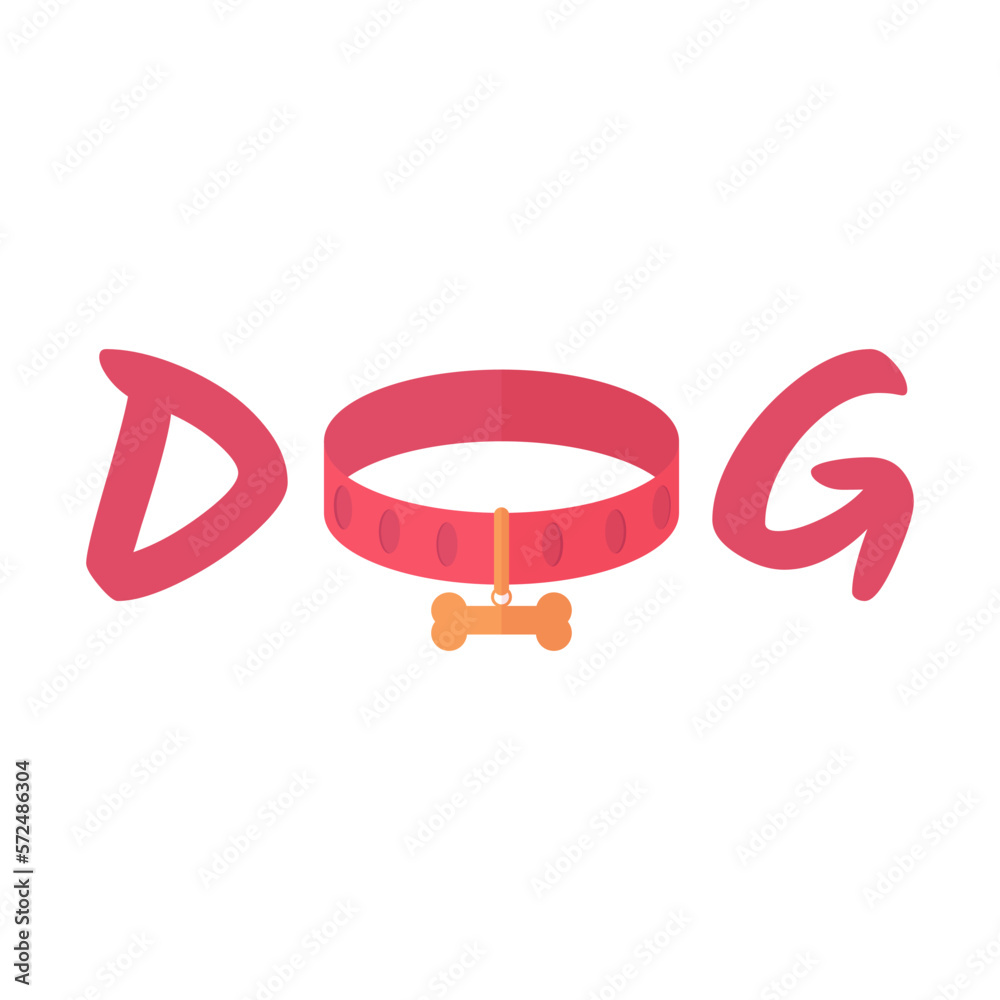 Fototapeta premium Dog collar with text. Cartoon style. Symbol for use on web, logo, print, as sticker. Vector illustration.