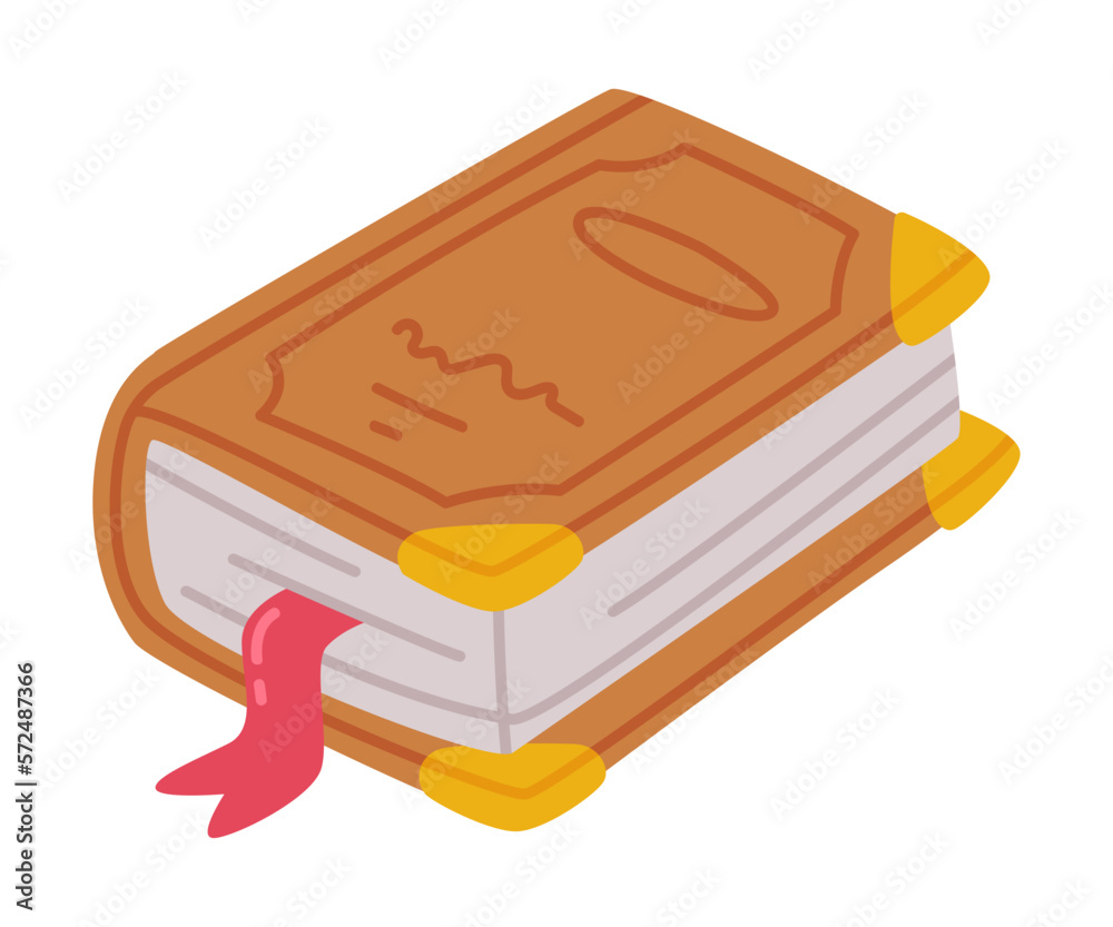 Hardback book with bookmark. Science, literature, hobby, education concept cartoon vector illustration Hardback book with bookmark. Science, literature, hobby, education concept cartoon vector illustration