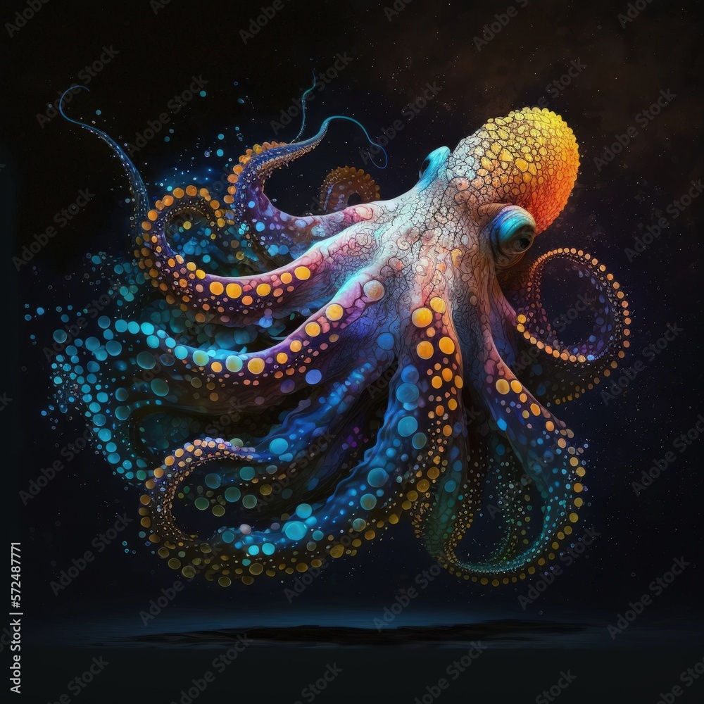 Generative AI - SpaceAnimals 031: A digital painting of a vivid color space animal Generative AI - SpaceAnimals 031: A digital painting of a vivid color space animal
