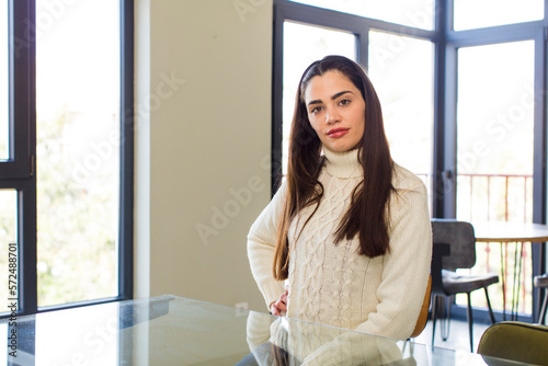 Free Download pretty caucasian woman smiling happily with a hand on hip and confident, positive, proud and friendly attitude - GFXLoad
