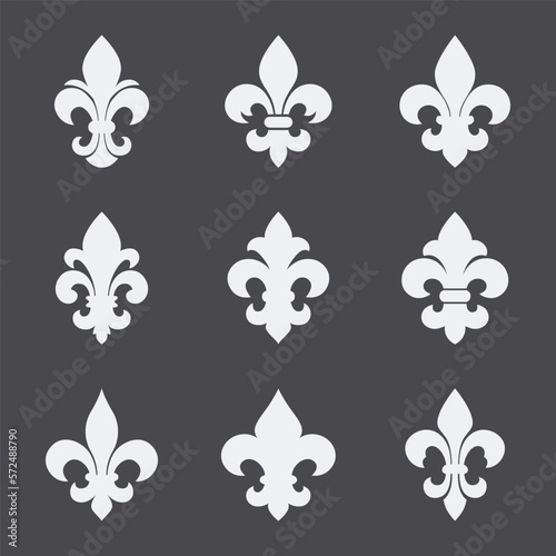 Fleur De Lis Set. Heraldic Lily Icon Collection, Vector Illustration