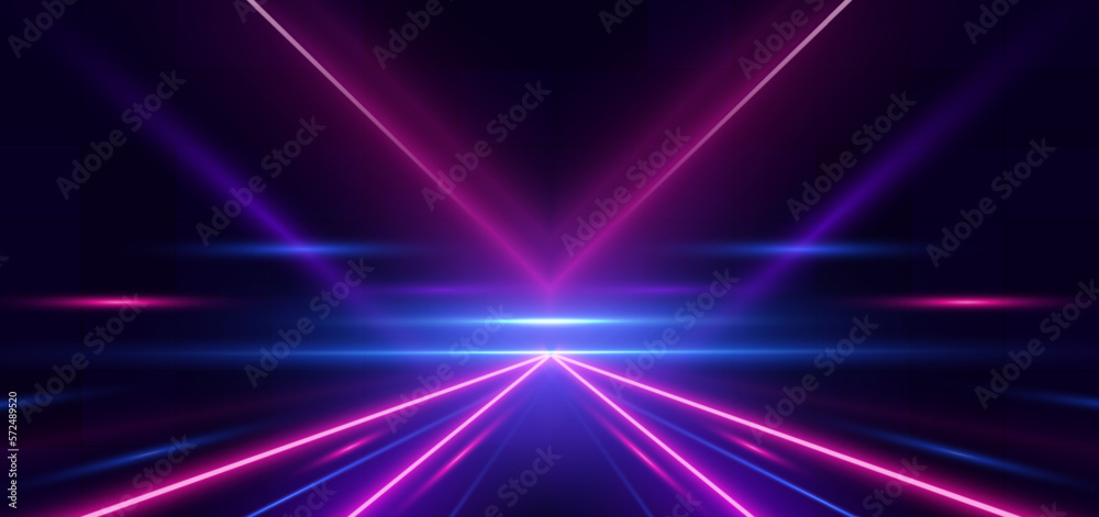 Abstract technology futuristic glowing neon blue and pink light lines with speed motion movingon dark blue background. Abstract technology futuristic glowing neon blue and pink light lines with speed motion movingon dark blue background.