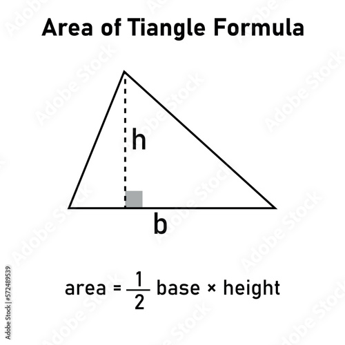 Area of triangle formula in mathematics. Vector illustration isolated on white background.
