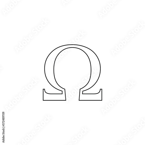 Black omega symbol icon. Ohm icon. greek alphabet letter. Vector illustration isolated on white background.