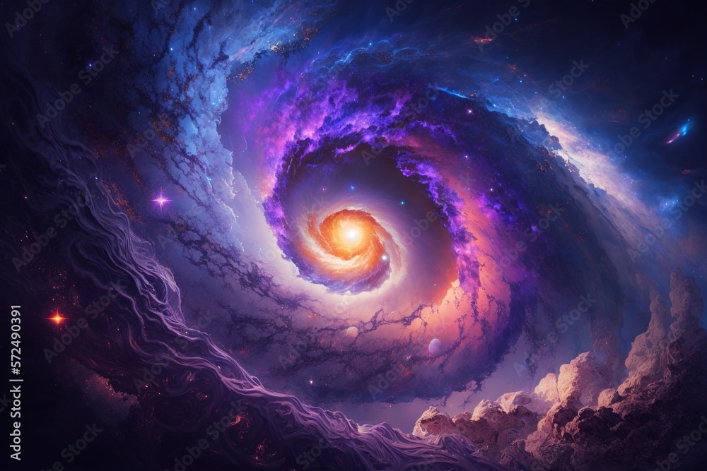 Spiral abstract space universe background . Astrology and astronomy illustration, generative ai