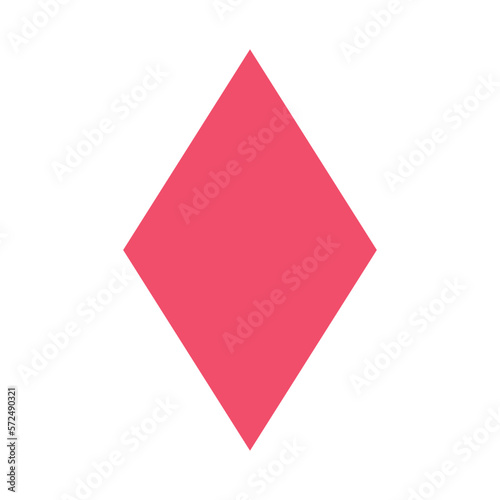 Red rhombus shape for kids. 2d shape symbol of rhombus. Vector illustration isolated on white background.