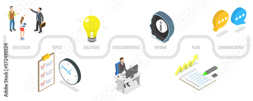 3D Isometric Flat Conceptual Illustration of Team Collaboration