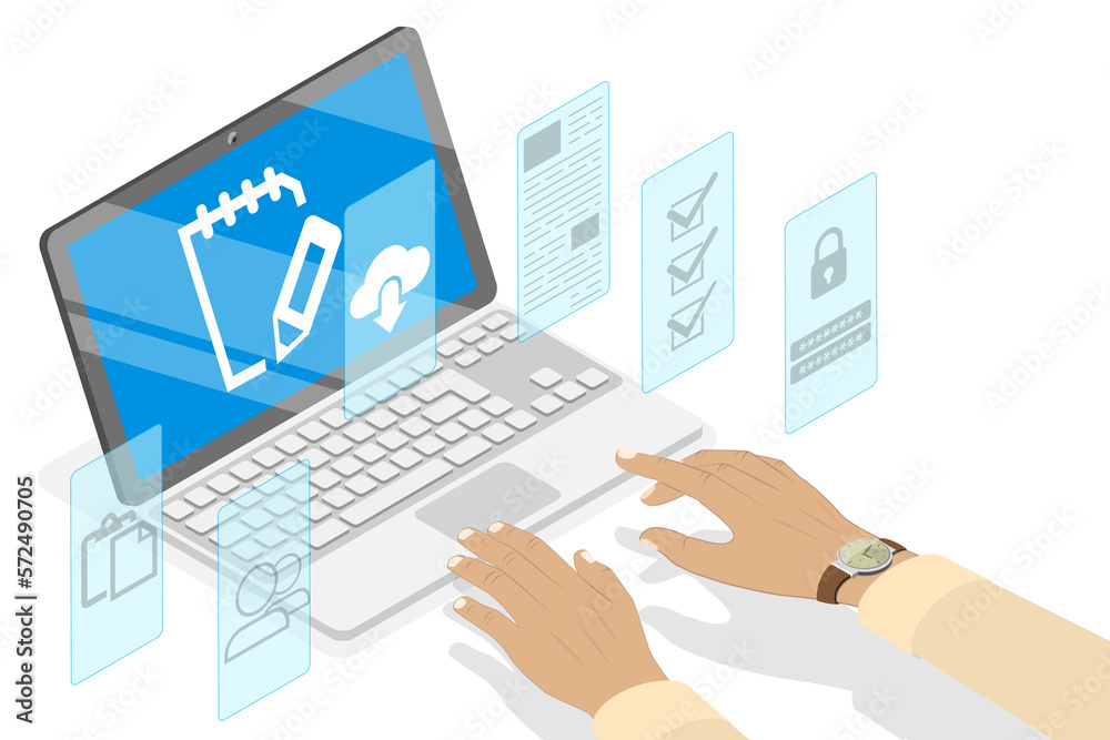 3D Isometric Flat Conceptual Illustration of Document Management 3D Isometric Flat Conceptual Illustration of Document Management