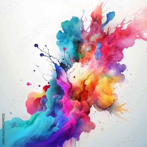 colorfull abstract watercolor background with collision of many different color photo