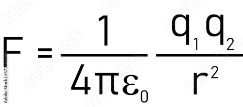 Coulomb’s law formula for electrostatic force between two point charges and Newton’s law for gravitational force between two stationary point masses Scientific vector illustration on white background.