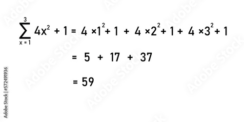 Sigma symbol. summation of integers numbers in mathematics.