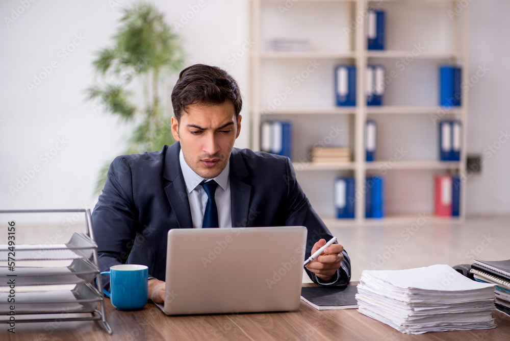 Young male employee working in the office Young male employee working in the office
