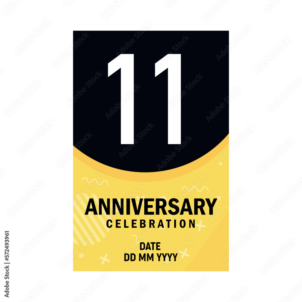11 years anniversary invitation card design, modern design elements, white background vector design 11 years anniversary invitation card design, modern design elements, white background vector design