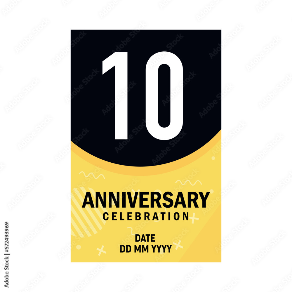 Fototapeta premium 10 years anniversary invitation card design, modern design elements, white background vector design