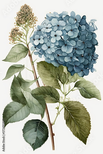 illustration of blue hydrangeas - generative ai