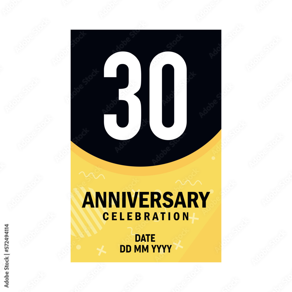 30 years anniversary invitation card design, modern design elements, white background vector design