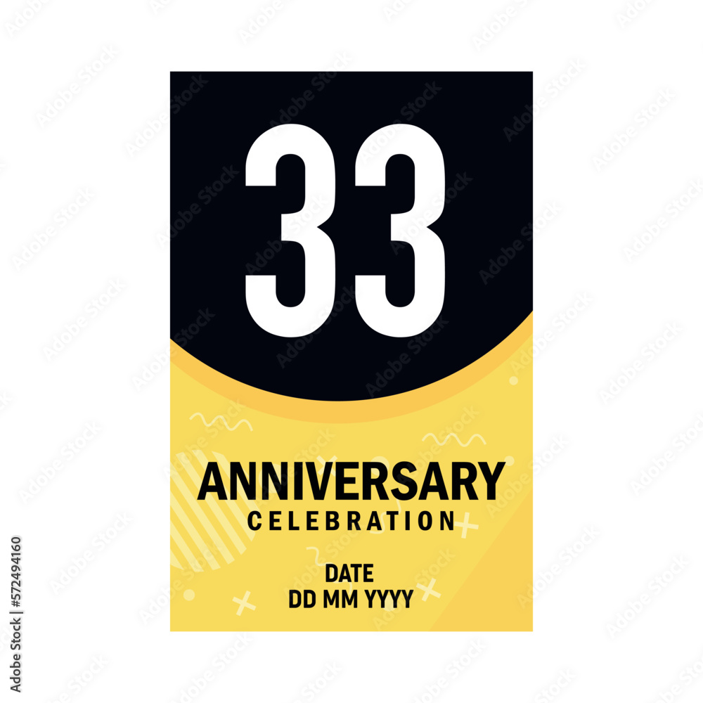 33 years anniversary invitation card design, modern design elements, white background vector design 33 years anniversary invitation card design, modern design elements, white background vector design