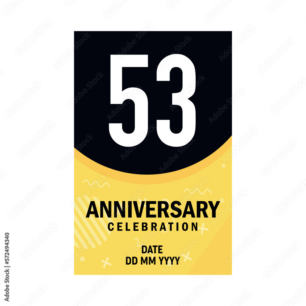 53 years anniversary invitation card design, modern design elements, white background vector design 53 years anniversary invitation card design, modern design elements, white background vector design
